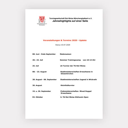 Update der Event-Highlights 2020