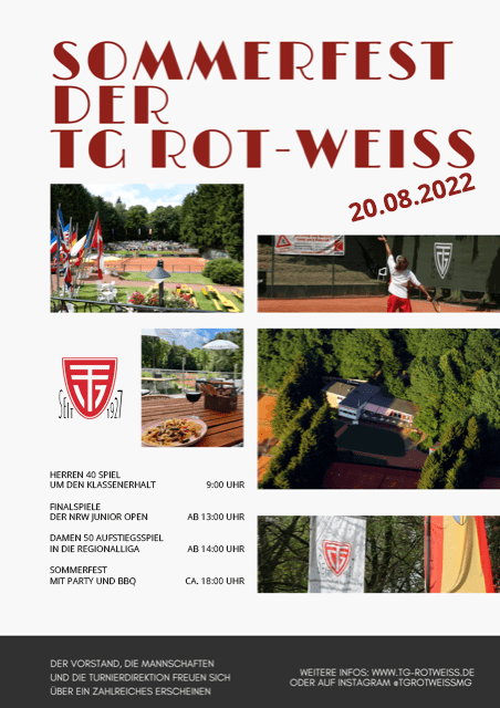 TG RW Sommerfest für Mitglieder und Gäste am 20.8.2022 – Update
